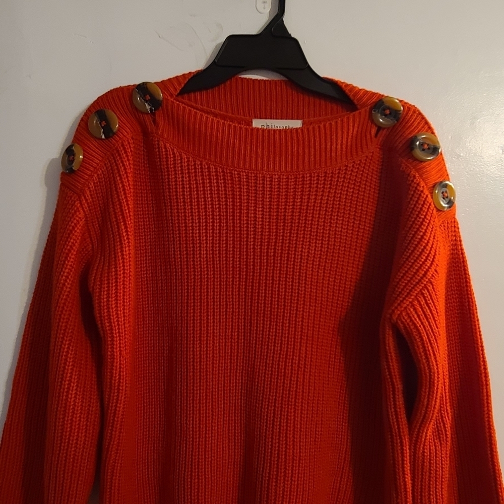 Philosophy Red Button-Detail Sweater Size M - Picture 1 of 10